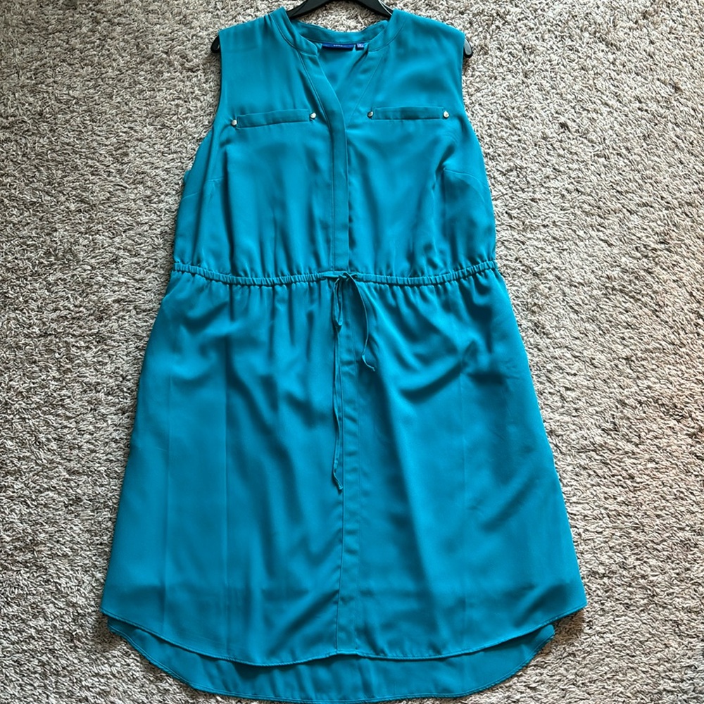 Apt. 9 Turquoise Sleeveless Tie Waist Dress